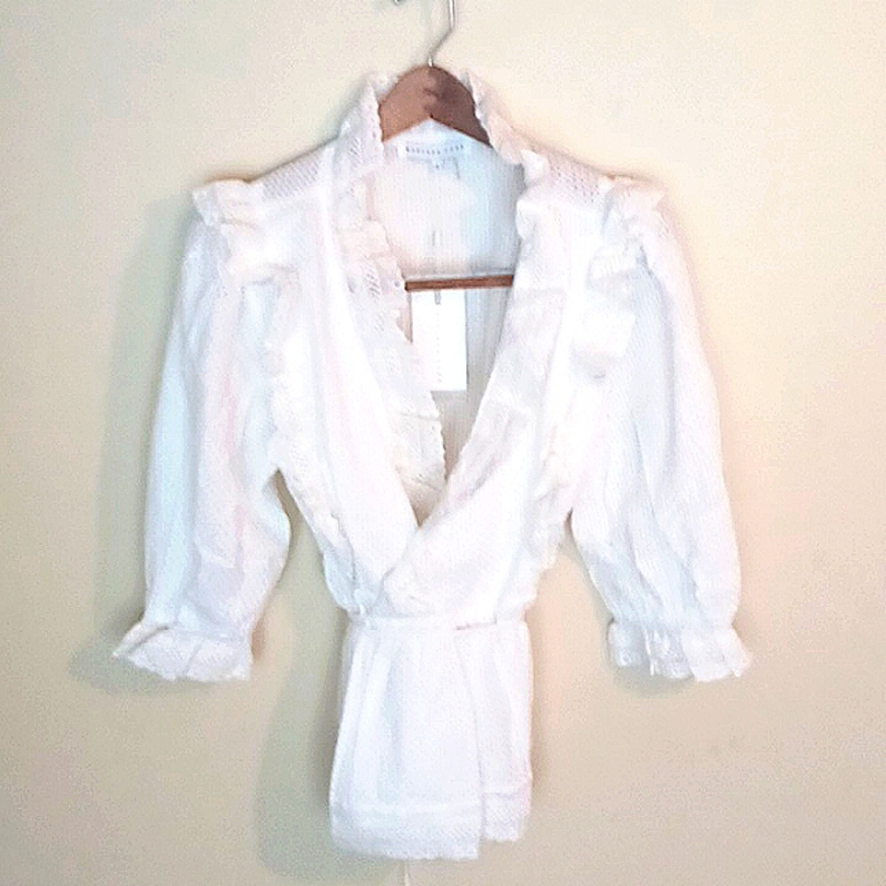 Nwt! White,ruffle,bohemian,blouse! Sz.L